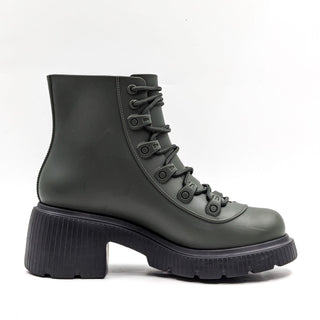 Melissa Women Cosmo Green Black Platform Festival Lace Combat Boots size 9