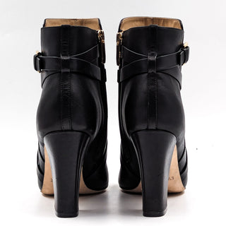 L'Agence Women Franci Black Leather Buckle Dressy Office Heel Boots sz 9.5