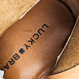 Lucky Brand Women Jacoba Tan Leather Faux Fur Lug Winter Boots size 11 EUR43