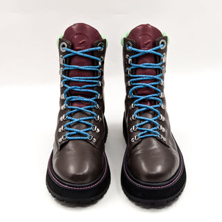 Larroude Women Jordan Hiker Multicolor Leather Lace up Combat Boots size 10