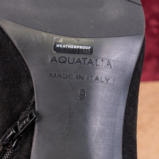 Aquatalia Women Dress Office Black Suede Zip Ankle Fashion Boots sz 9