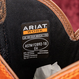 Ariat Work Men Brown Leather WorkHog XT Cottonwood Carbon Toe Work Boots 12D