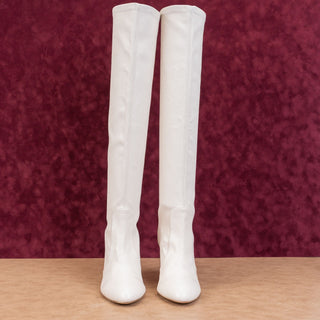 Stuart Weitzman Wmn Yuliana Slouch Cream Leather Dress office Zip Knee Boots 9