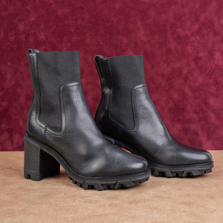 rag&bone Women Shiloh Black Grain Leather Platform Heel Boots size 8.5US EUR39