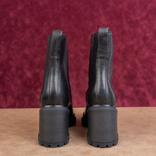 rag&bone Women Shiloh Black Grain Leather Platform Heel Boots size 8.5US EUR39