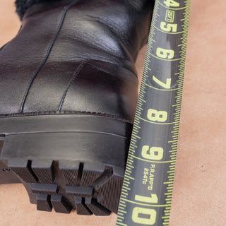 Aquatalia Women Lacie Black Leather Faux Fur Cuff Weatherproof Winter Boots sz 9