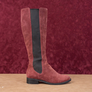 Cole Haan Women Jodhpur Burgundy Suede Riding Stretch Knee Boots sz 9
