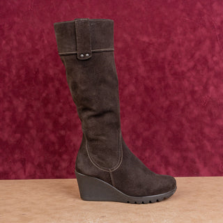 La Canadienne Women Waterproof Brown Suede Winter Wedge Fashion Boots sz 8.5