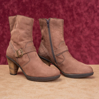 La Canadienne Women Brown Leather waterproof Boho Heel Round Ankle Boots sz 10
