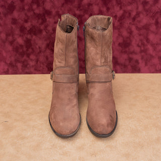 La Canadienne Women Brown Leather waterproof Boho Heel Round Ankle Boots sz 10