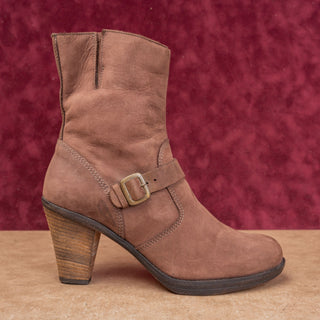 La Canadienne Women Brown Leather waterproof Boho Heel Round Ankle Boots sz 10