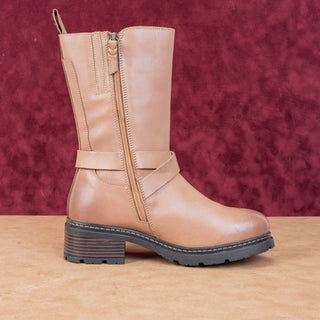 Softwalk Women Neenah Brown Leather Moto Biker Buckle Mid Calf Boots sz 8