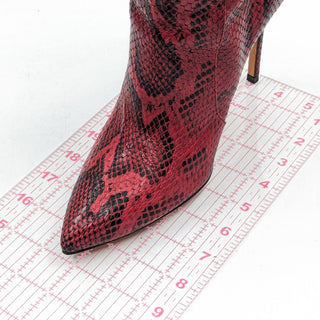 Paris Texas Women Stiletto Red Leather Python Print Pointy Toe boots 8.5US 39EUR