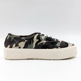 Cool Planet by Steve Madden Stream Green Camo Platform Lace-up Sneakers Size 10