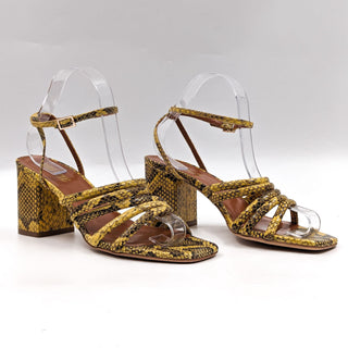 Paris Texas Women Carla Yellow Snake Leather Strappy Sandals size 7.5US 38EUR