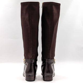 Michael Kors Women Hamilton Stretch Brown Leather Equestrian Riding Boots sz 8.5