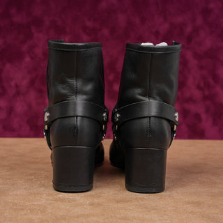 Zadig & Voltaire Wmn Festival Harness Black Leather Moto Boots 5.5-6US EUR36