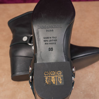 Zadig & Voltaire Wmn Festival Harness Black Leather Moto Boots 5.5-6US EUR36