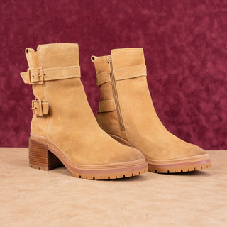 Naturalizer Women Trina Warm Tan Zip Strap Lug Ankle Boots sz 9.5