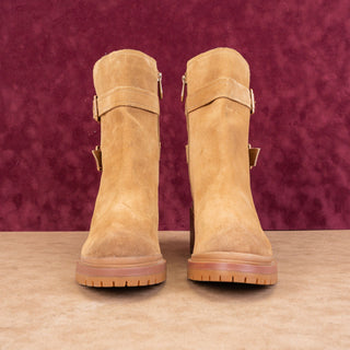 Naturalizer Women Trina Warm Tan Zip Strap Lug Ankle Boots sz 9.5