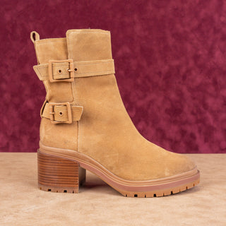 Naturalizer Women Trina Warm Tan Zip Strap Lug Ankle Boots sz 9.5