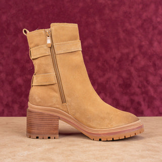 Naturalizer Women Trina Warm Tan Zip Strap Lug Ankle Boots sz 9.5