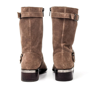 Vince Camuto Women Walleya Taupe Suede Moto Biker Buckle Boots sz 6.5