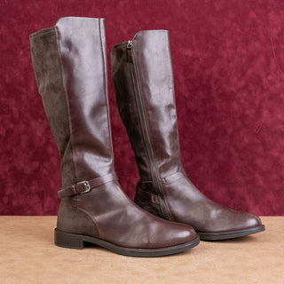 ECCO Women Brown Suede Leather Classic Riding Zip Fashion Knee Boots 10US EUR41