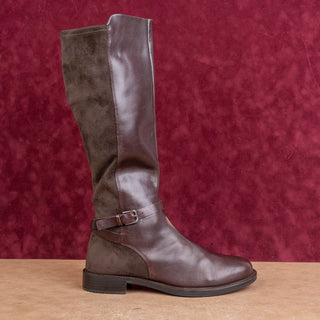 ECCO Women Brown Suede Leather Classic Riding Zip Fashion Knee Boots 10US EUR41