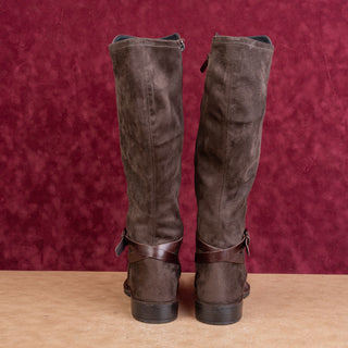 ECCO Women Brown Suede Leather Classic Riding Zip Fashion Knee Boots 10US EUR41