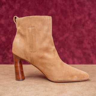 Vince Women Hillside Dark Amber Suede Heel Slip on Ankle Boots sz 7.5US EUR38