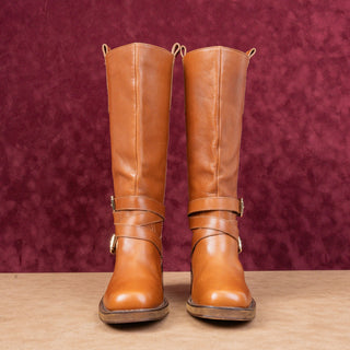 Steve Madden Women Calin Brown Leather Buckle Moto Biker Fashion Boots sz 7.5