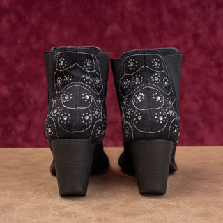 Coconut Mastisse Women Tracy Black Fabric Rhinestone Western Cowboy Boots sz 10
