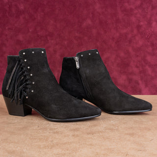 Sam Edelman Women Black Suede Fridge Zip Western Cowboy boots s 7.5