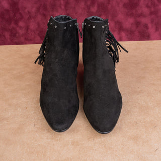 Sam Edelman Women Black Suede Fridge Zip Western Cowboy boots s 7.5