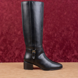 Franco Sarto Women Korbin Black Faux Leather Riding Stacked Heel Knee Boots 9.5