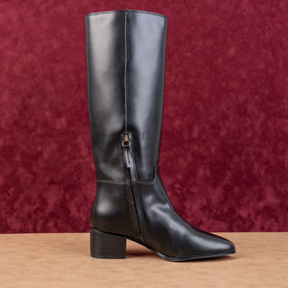Franco Sarto Women Korbin Black Faux Leather Riding Stacked Heel Knee Boots 9.5