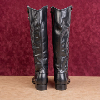 Frye Women Melissa Zip Button Black Leather Riding Equestrian Tall Boots sz 9.5