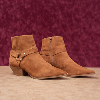 Asos Design Women Aidan Harness Western Brown Textile Ankle Boots size 7