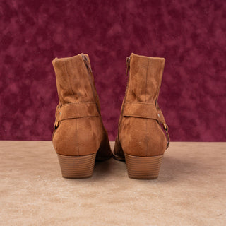 Asos Design Women Aidan Harness Western Brown Textile Ankle Boots size 7