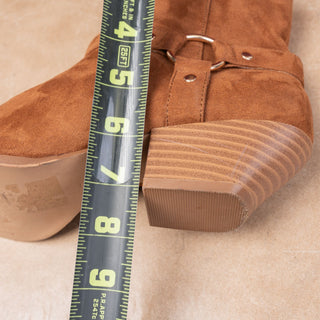 Asos Design Women Aidan Harness Western Brown Textile Ankle Boots size 7
