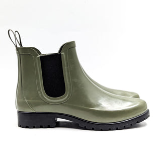 Michael Kors Women Green Olive Tillie Rubber Rain Chelsea Boots size 9