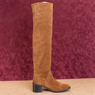 Jeffrey Campbell Women Brown Suede Boho Slouch Cottage OTK Boots sz 8.5