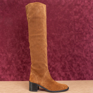 Jeffrey Campbell Women Brown Suede Boho Slouch Cottage OTK Boots sz 8.5