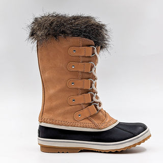 Sorel Women Joan of Artic Tan Faux Fur Waterproof Snow Winter Boots size 8