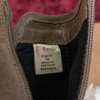 Blondo Women Sawyer Taupe Suede Waterproof Ankle Zip Lug Boots sz 12