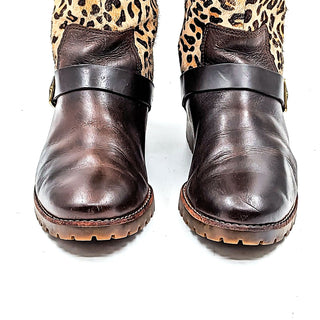 Sperry Women Stark Cheetah Buckle Brown Leather Ankle Boots Size 6.5