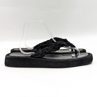 Aerosoles Women Phoebe Black Flatform Leather Thong Sandals Size 12M