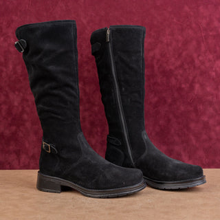 La Canadienne Women Black Suede Waterproof Farm Barn Riding Knee Boots sz 9.5