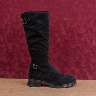 La Canadienne Women Black Suede Waterproof Farm Barn Riding Knee Boots sz 9.5